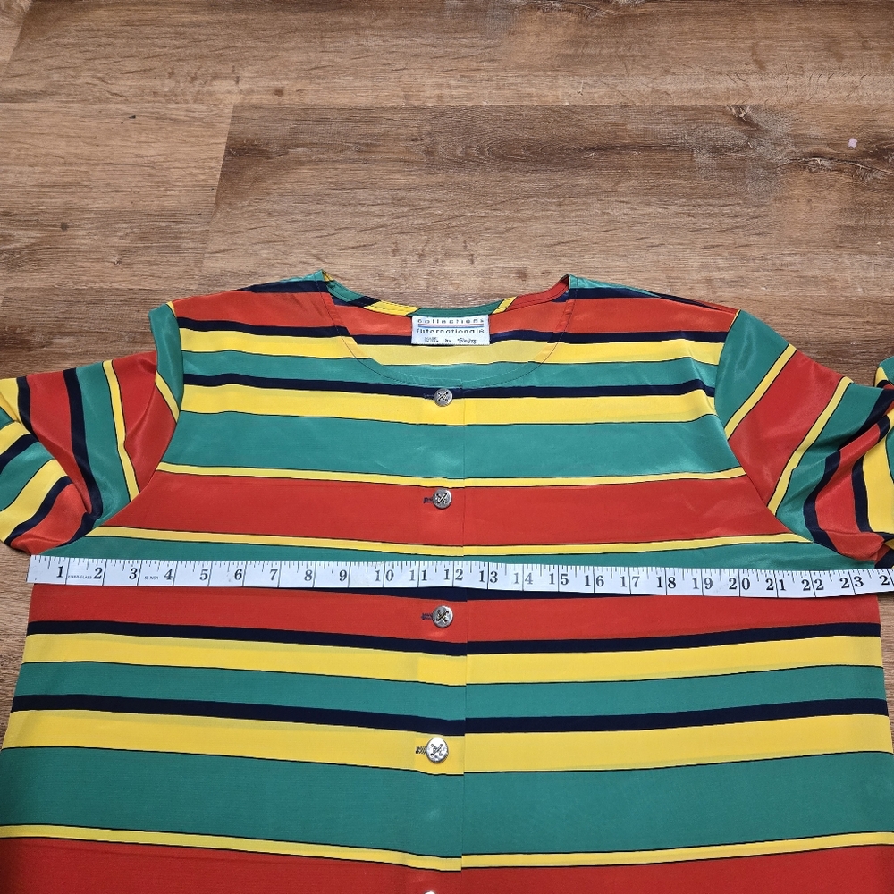 🇺🇸TanJay Collections Internationale Size 14 Vintage  Striped Blouse - Picture 5 of 6